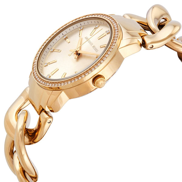 Michael Kors Nini Crystal Gold Dial Chain Link Ladies Watch MK3235 - The Watches Men & CO #2