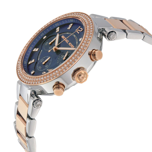 Michael Kors Parker Chronograph Blue Dial Two-tone Ladies Watch #MK6141 - The Watches Men & CO #2