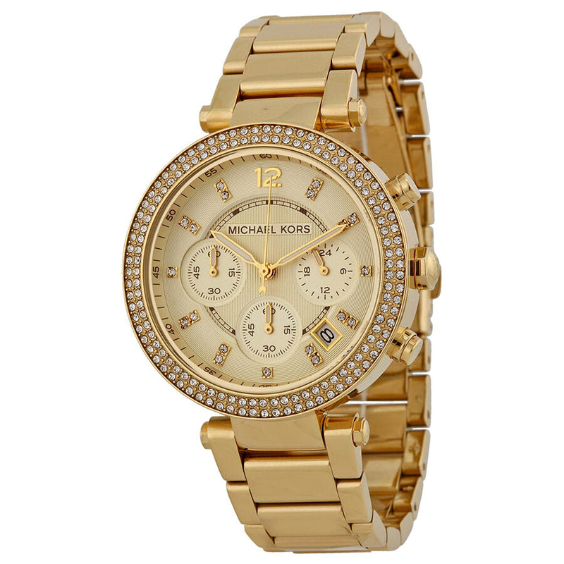 Michael Kors Parker Chronograph Champagne Dial Ladies Watch #MK5354 - The Watches Men & CO