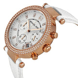 Michael Kors Parker Chronograph Rose Gold-tone White Leather Ladies Watch #MK2281 - The Watches Men & CO #2