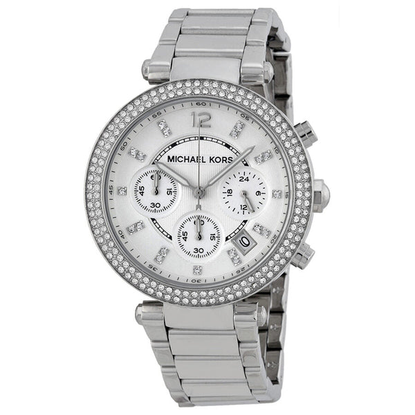 Michael Kors Parker Chronograph Silver Dial Ladies Watch #MK5353 - The Watches Men & CO