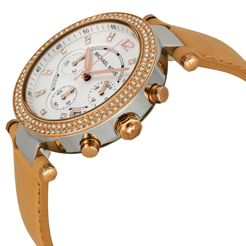 Michael Kors Parker Chronograph Tan Leather Ladies Watch MK5633 - The Watches Men & CO #2
