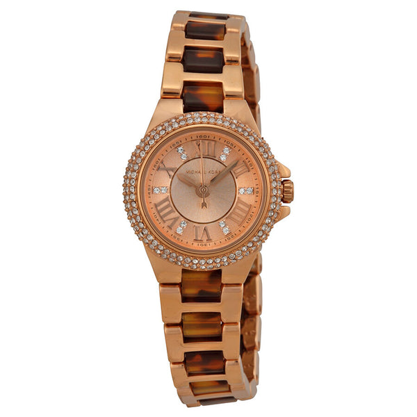 Michael Kors Pettite Camille Rose Dial Rose Gold-tone and Tortoise-shell Acetate Ladies Watch MK4289 - The Watches Men & CO