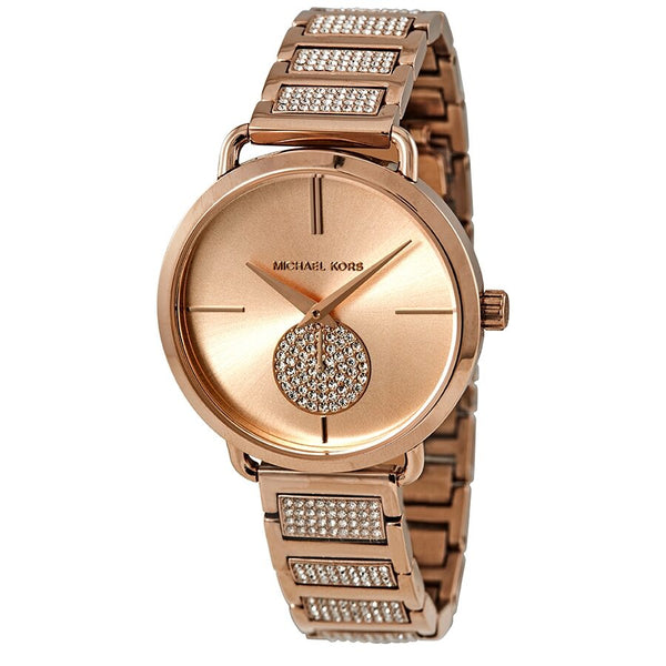 Michael Kors Portia Crystal Rose Gold Dial Ladies Watch MK3853 - The Watches Men & CO