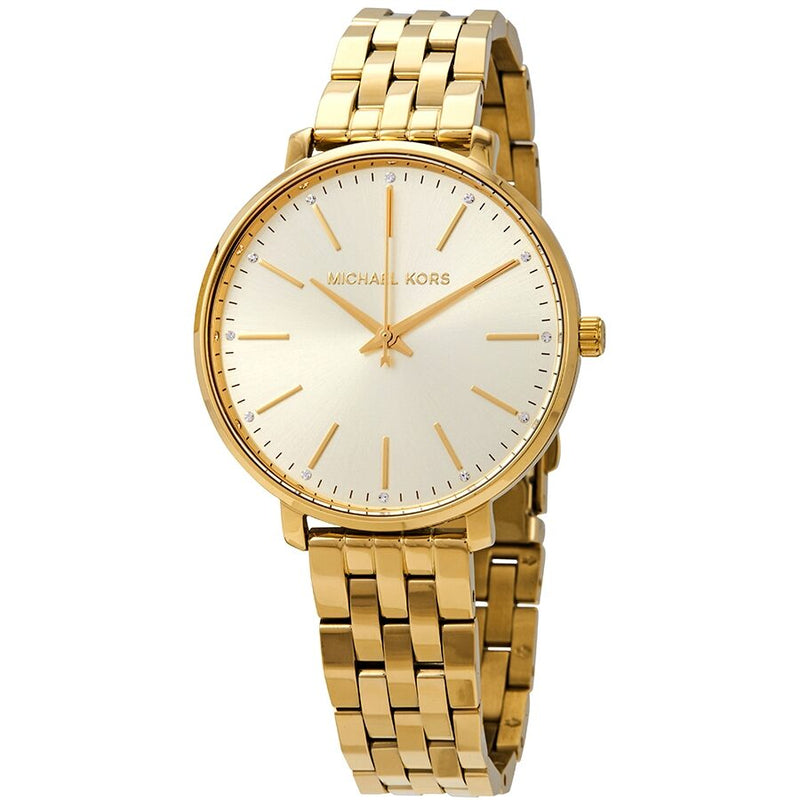 Michael Kors Pyper Crystal Yellow Gold-tone Dial Ladies Watch MK3898 - The Watches Men & CO