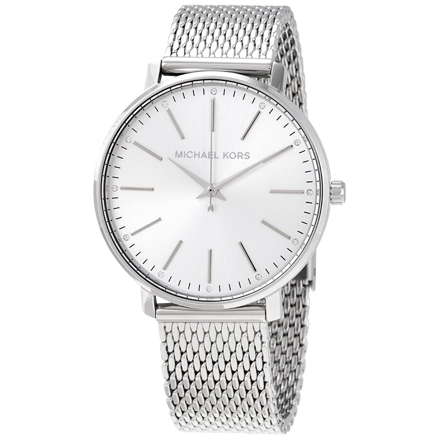 Michael Kors Pyper Quartz Crystal Silver Dial Ladies Watch MK4338 - The Watches Men & CO