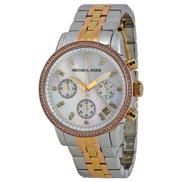 Michael Kors Ritz Chronograph Mother of Pearl Dial Ladies Watch MK5650 - The Watches Men & CO