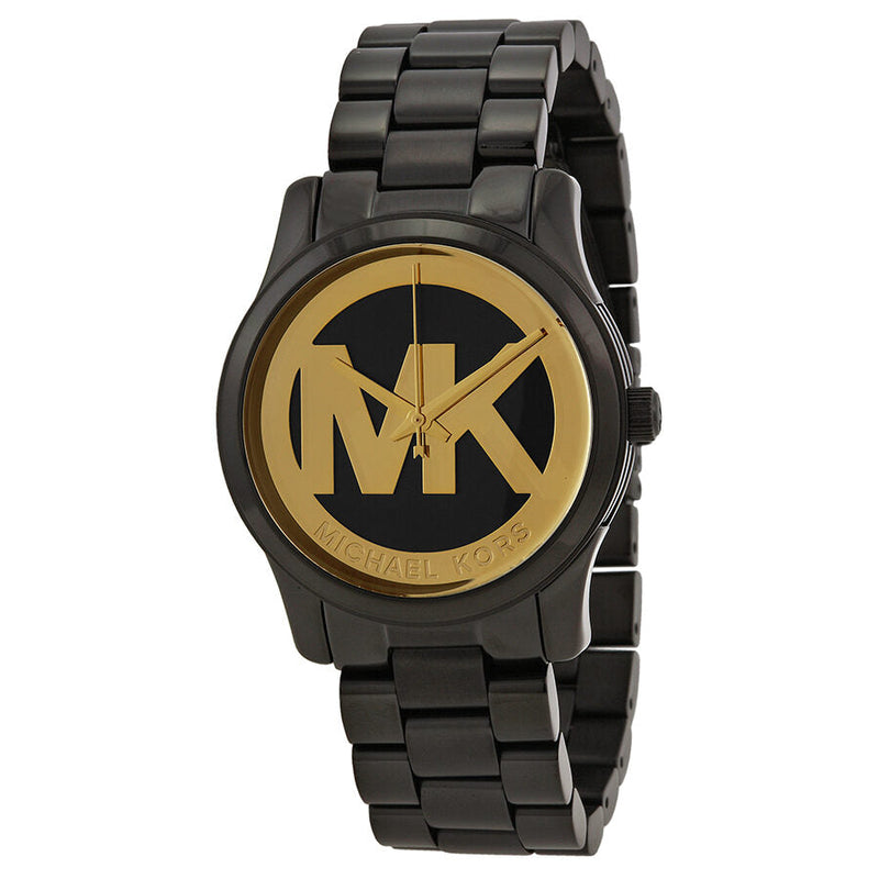 Michael Kors Runway Black and Gold Dial Black Ion-plated Ladies Watch MK6057 - The Watches Men & CO