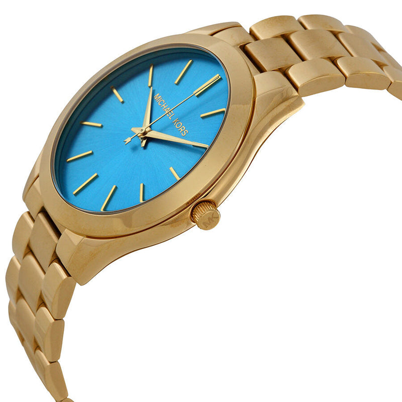 Michael Kors Runway Blue Dial Gold Tone Stainless Steel Ladies Watch MK3265 - The Watches Men & CO #2