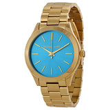 Michael Kors Runway Blue Dial Gold Tone Stainless Steel Ladies Watch MK3265 - The Watches Men & CO