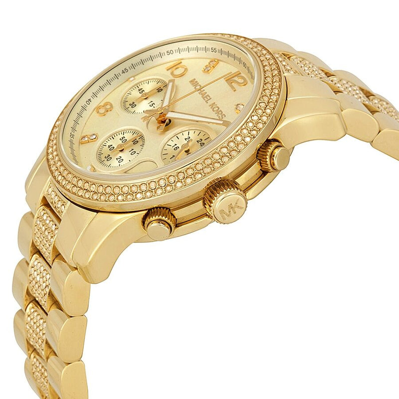 Michael Kors Runway Chronograph Champagne Dial Gold-tone Stainless Steel Ladies Watch MK5826 - The Watches Men & CO #2