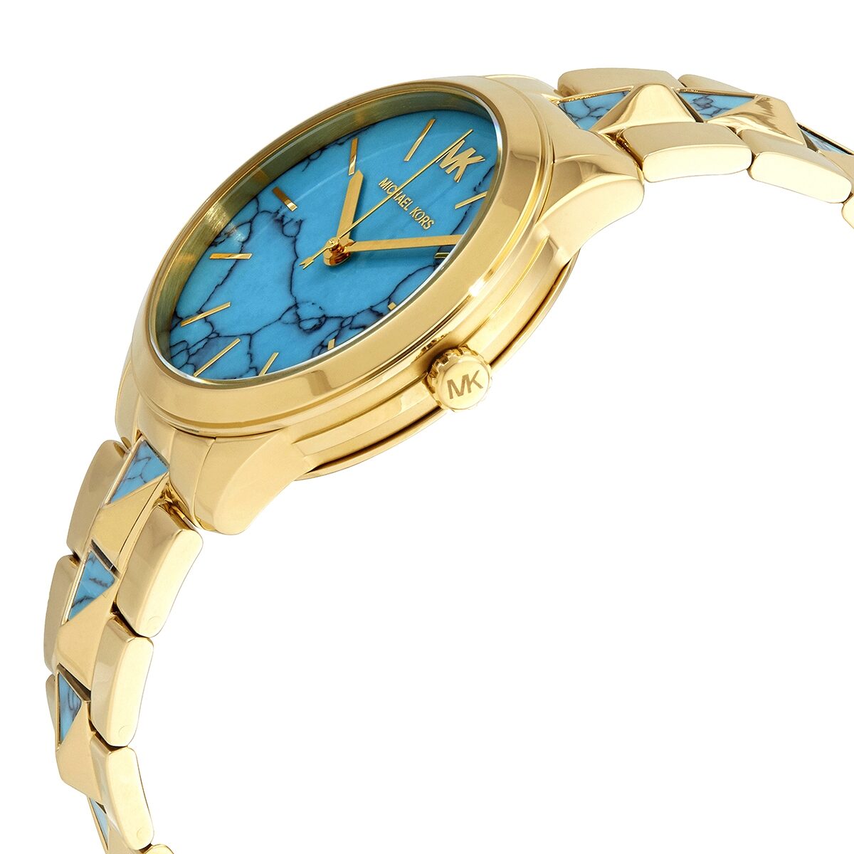 Michael Kors MK5815 Gold Tone Turquoise Blue Mid Size Dial Womens Watch