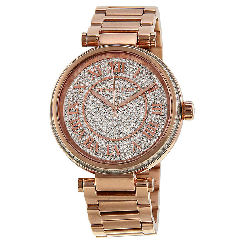 Michael Kors Women's Ritz Rose-Gold Chronograph Crystal Set Watch