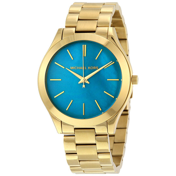 Michael Kors Slim Runway Blue Mother of Pearl Dial Ladies Watch MK3492 - The Watches Men & CO