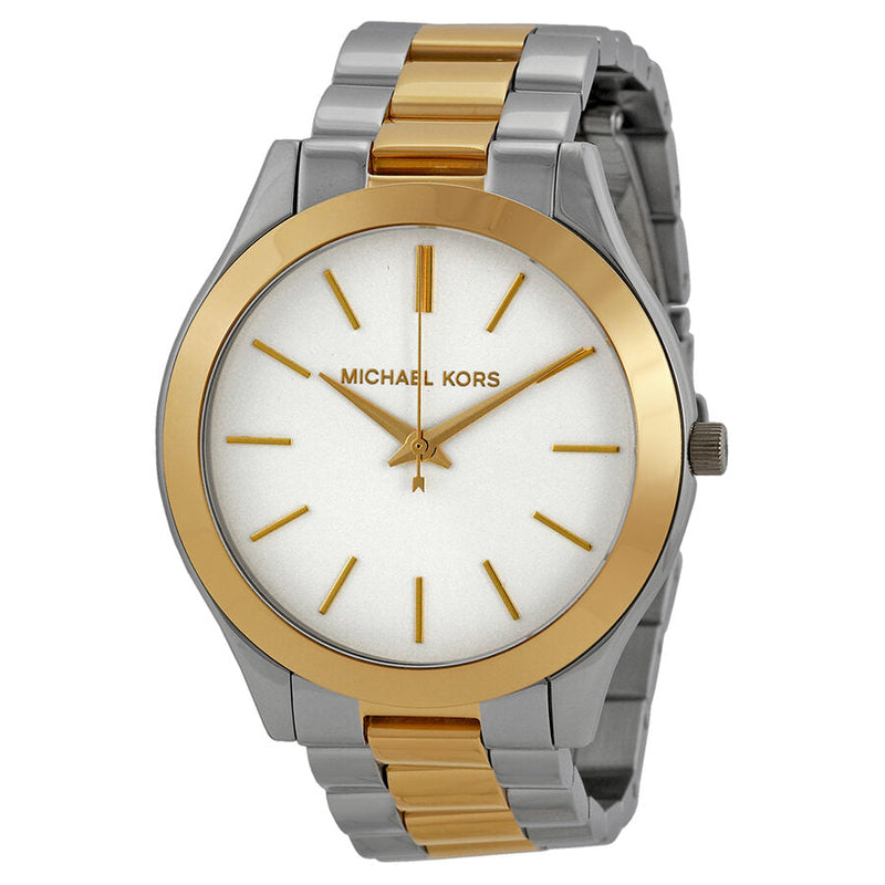 Michael Kors Slim Runway Silver Dial Two-tone Stainless Steel Unisex Watch #MK3198 - The Watches Men & CO