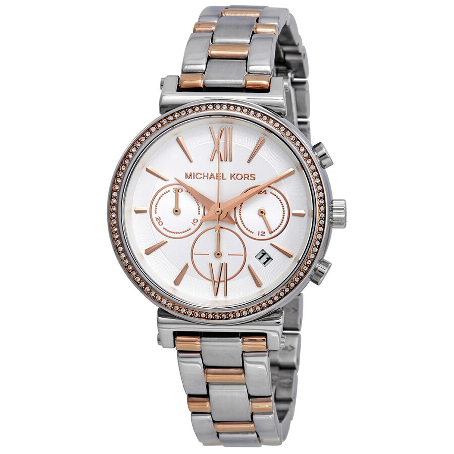 Michael Kors Sofie Chronograph Crystal Silver Dial Ladies Watch MK6558 - The Watches Men & CO