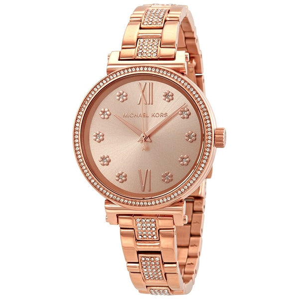 Michael Kors Sofie Crystal Rose Dial Ladies Watch MK3882 - The Watches Men & CO