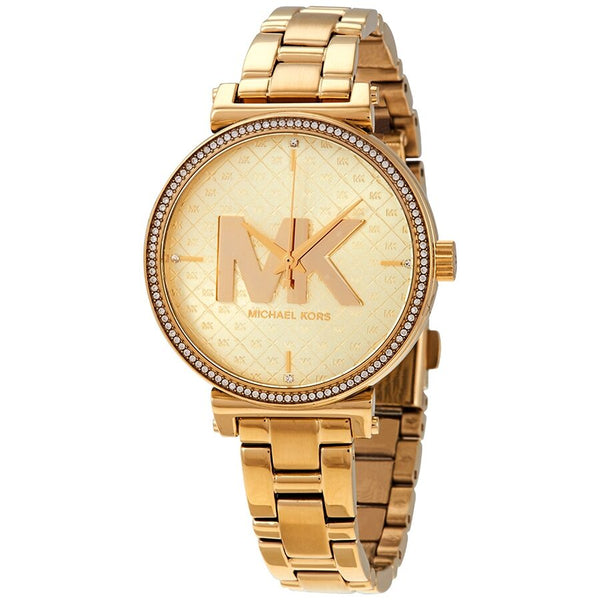 Michael Kors Sofie Quartz Crystal Gold Dial Ladies Watch MK4334 - The Watches Men & CO
