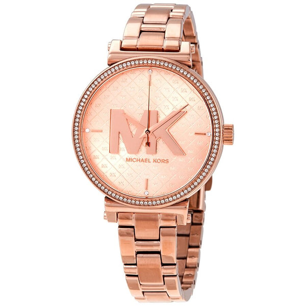 Michael Kors Sofie Quartz Crystal Rose Gold Dial Ladies Watch MK4335 - The Watches Men & CO