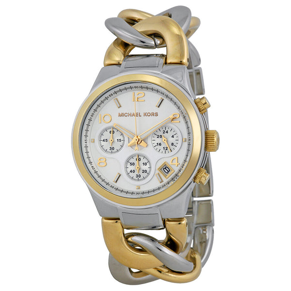 Michael Kors Twist Chain  Chronograph White Dial Ladies Watch MK3199 - The Watches Men & CO