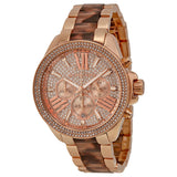 Michael Kors Wren Chronograph Crystal Pave Dial Rose Gold-tone and Tortoise-shell Acetate Ladies Watch MK6159 - The Watches Men & CO