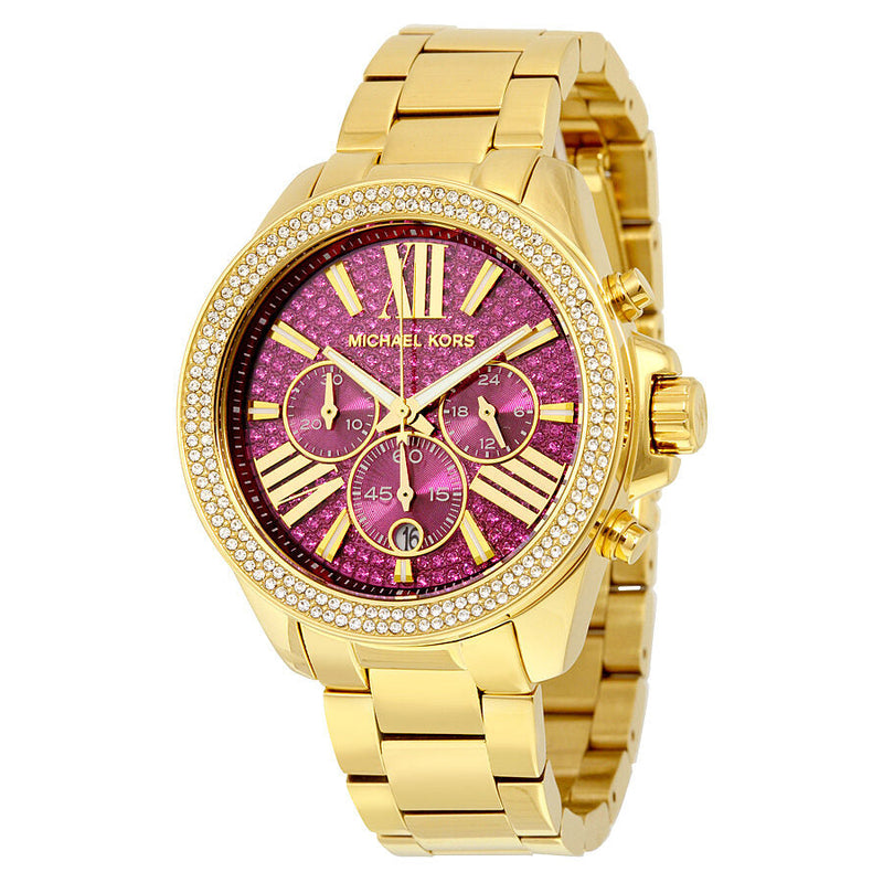 Michael Kors Wren Fuchsia Crystal Pave Gold-tone Stainless Steel Ladies Watch MK6290 - The Watches Men & CO