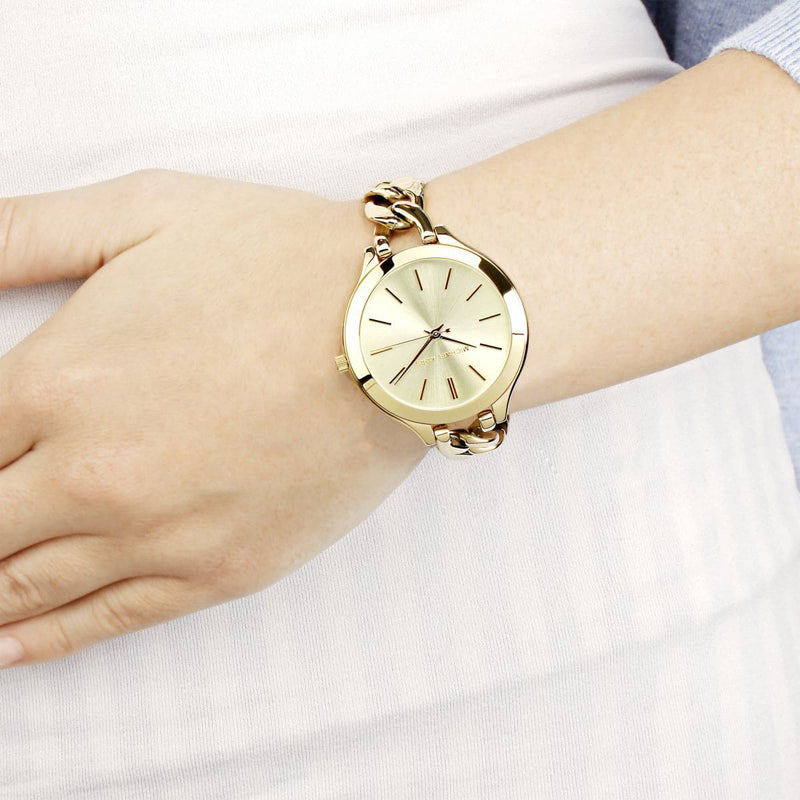 Michael Kors Slim Runway Champagne Dial Gold Ladies Watch MK3222 - The Watches Men & CO #3
