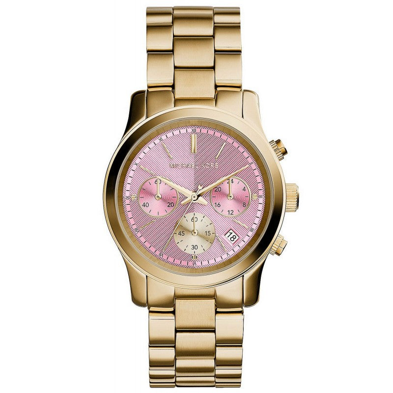 Michael Kors Runway Pink Dial Gold Women's Watch  MK6161 - The Watches Men & CO