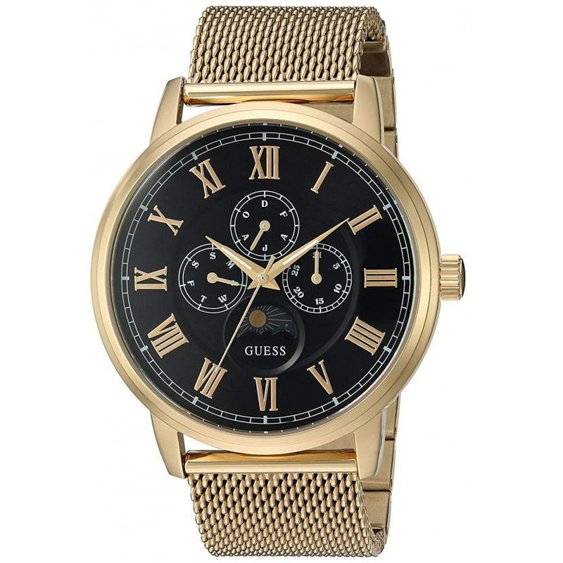 Guess Black Dial Gold-Tone Mesh Men's Watch #W0871G2 - The Watches Men & CO