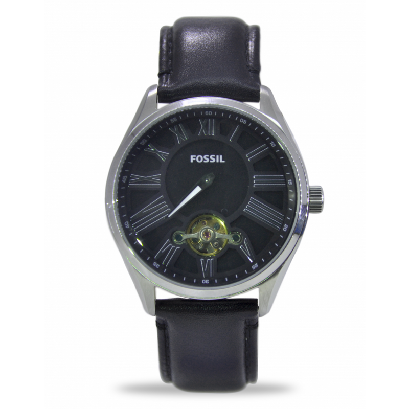 Fossil Black Dial Leather Strap Automatic Men's Watch  BQ1141 - The Watches Men & CO