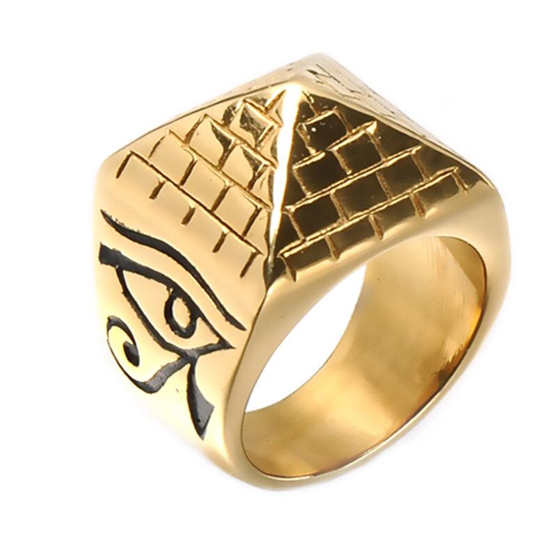 Big Daddy Pyramid Illuminati Gold Ring