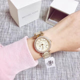 Michael Kors Parker Multi-Function Champagne Dial Gold-tone and Horn Accetate Ladies Watch MK5842