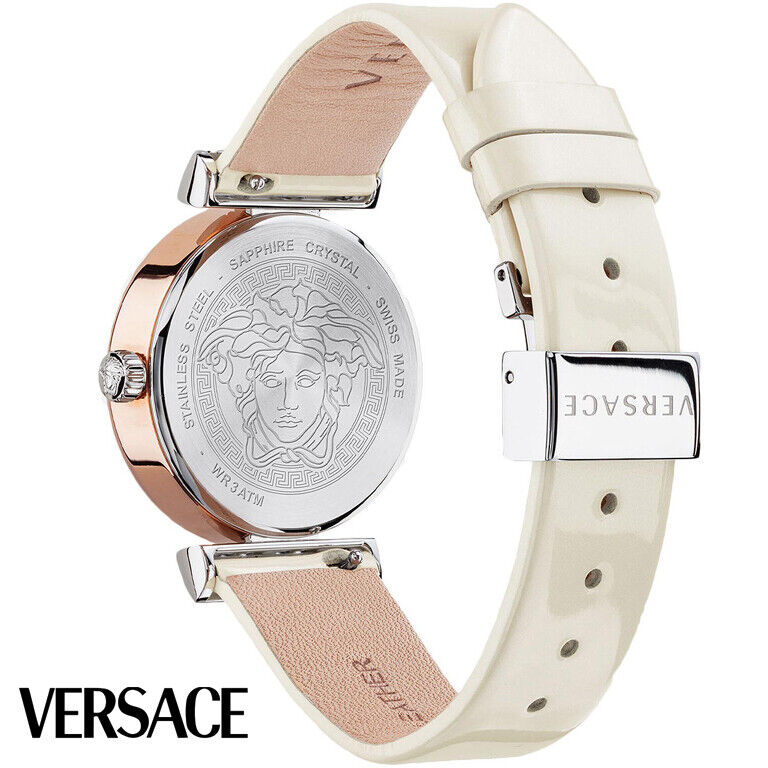 Versace Meander White Leather Strap Women's Watch VELW00120 - The Watches Men & CO #3