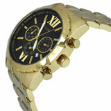 Guess Gold Tone Stainless Steel Black Dial Men's Watch W0193G1