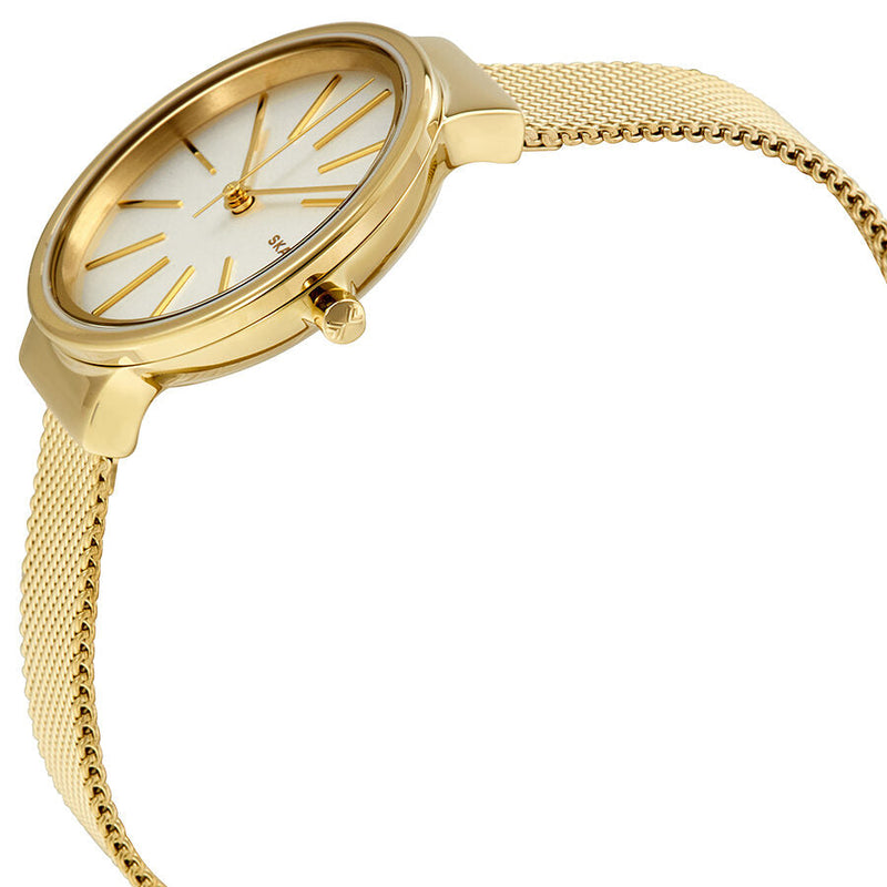 Skagen Ancher White Dial Ladies Gold Tone Mesh Watch SKW2477 - The Watches Men & CO #2