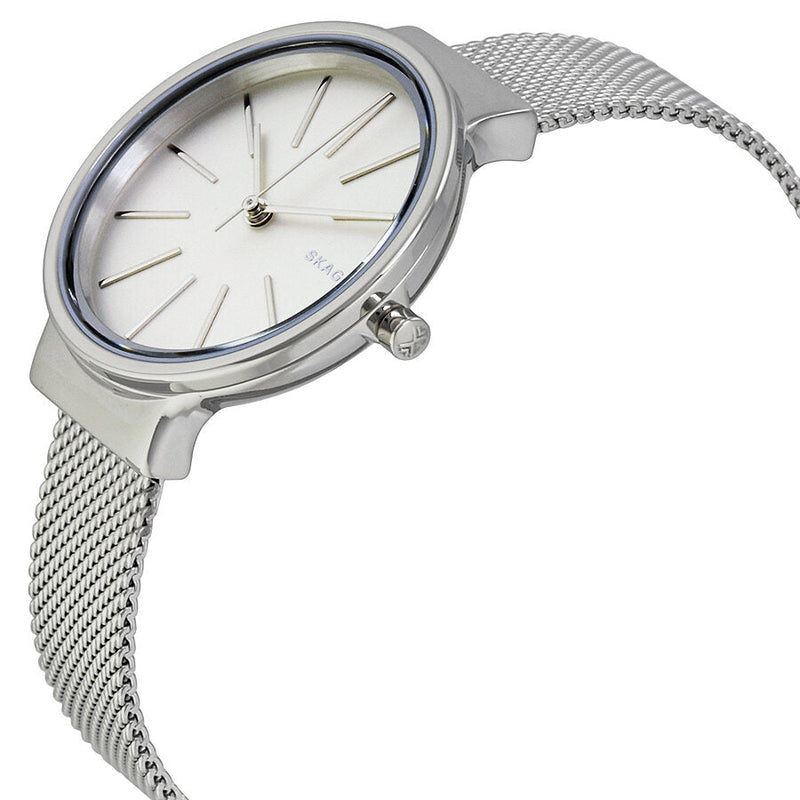 Skagen Ancher White Dial Steel Mesh Ladies Watch SKW2478 - The Watches Men & CO #2