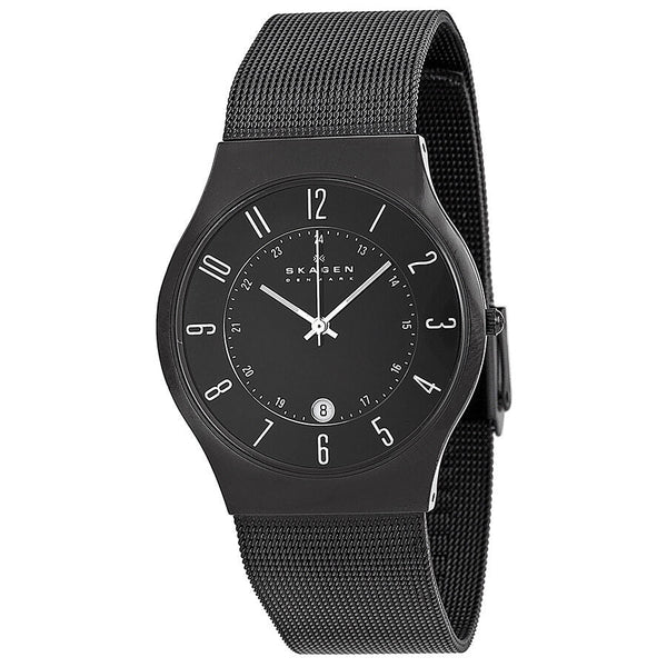 Skagen Black Dial Titanium Stainless Steel Mesh Men's Watch 233XLTMB - The Watches Men & CO