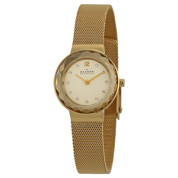 Skagen Champagne Dial Swarovski Crystal Gold-Tone Ladies Watch 456SGSG - The Watches Men & CO