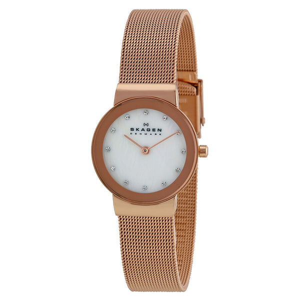 Skagen Freja Mother of Pearl Dial Rose Gold-tone Ladies Watch 358SRRD - The Watches Men & CO