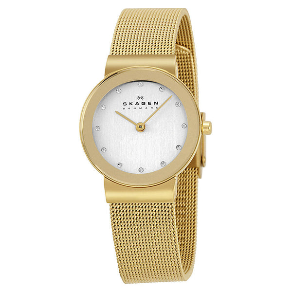 Skagen Freja Silver Dial Gold-plated Mesh Ladies Watch 358SGGD - The Watches Men & CO