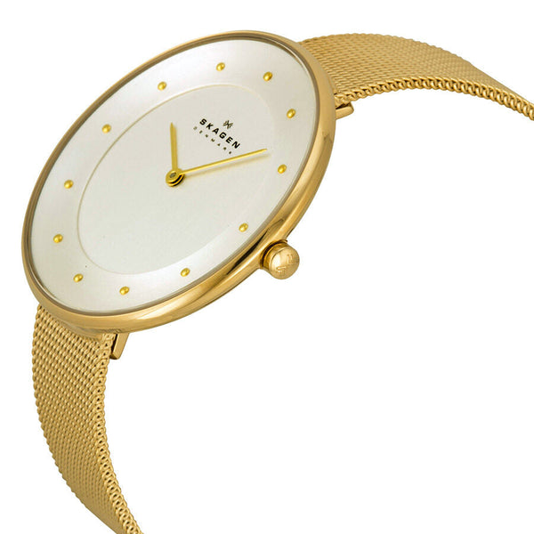 Skagen Gitte Silver Dial Gold-tone Mesh Ladies Watch SKW2141 - The Watches Men & CO #2