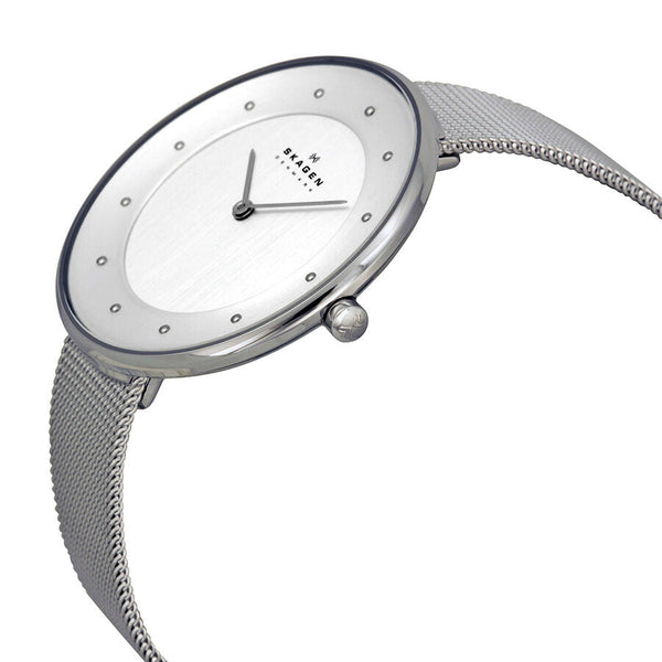 Skagen Gitte White Dial Stainless Steel Mesh Ladies Watch SKW2140 - The Watches Men & CO #2