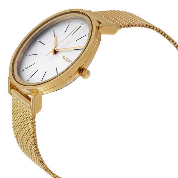 Skagen Hald Silver Dial Yellow Gold PVD Steel Ladies Watch SKW2509 - The Watches Men & CO #2