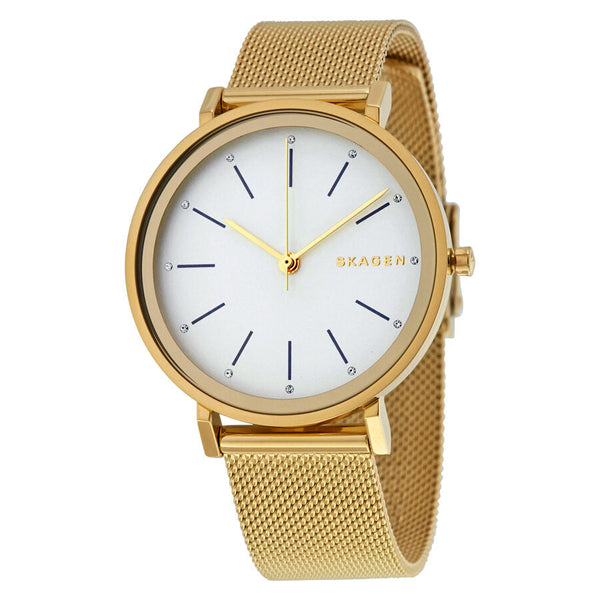 Skagen Hald Silver Dial Yellow Gold PVD Steel Ladies Watch SKW2509 - The Watches Men & CO