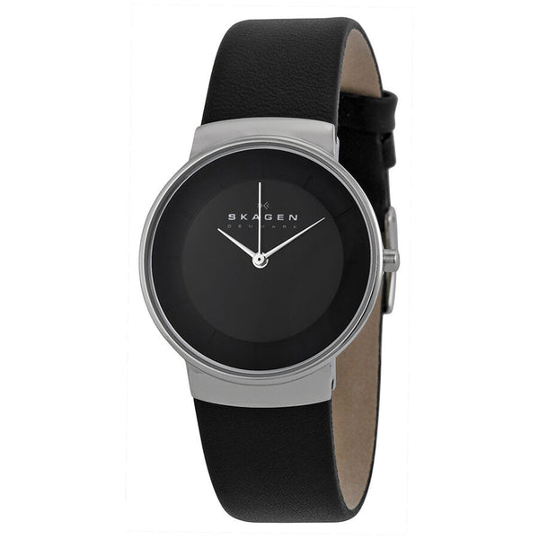 Skagen Klassic Black Dial Black Leather Ladies Watch SKW2059 - The Watches Men & CO