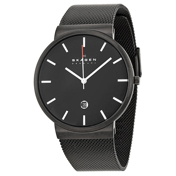 Skagen Klassik Black Dial Black PVD Mesh Men's Watch SKW6053 - The Watches Men & CO