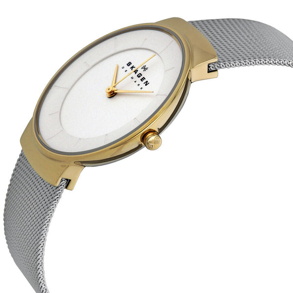 Skagen Klassik White Dial Stainless Steel Mesh Ladies Watch SKW2076 - The Watches Men & CO #2