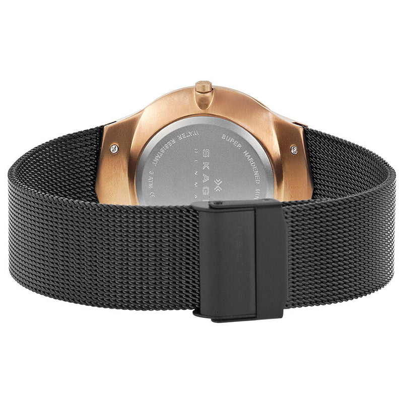 Skagen Rose Gold-plated and Black Mesh Titanium Men's Watch 809XLTRB - The Watches Men & CO #3