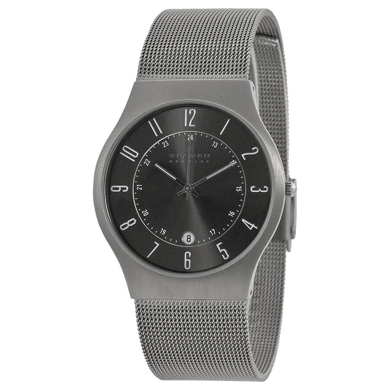 SkagenTitanium Gunmetal Dial Stainless Steel Mesh Men's Watch 233XLTTM - The Watches Men & CO