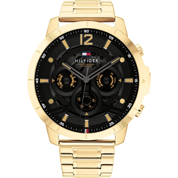 Tommy Hilfiger Gold Steel Black Dial Men's Watch  1710511 - The Watches Men & CO